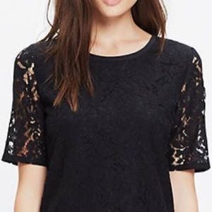 Madewell Black Lace Back-Zip Blouse Size Large